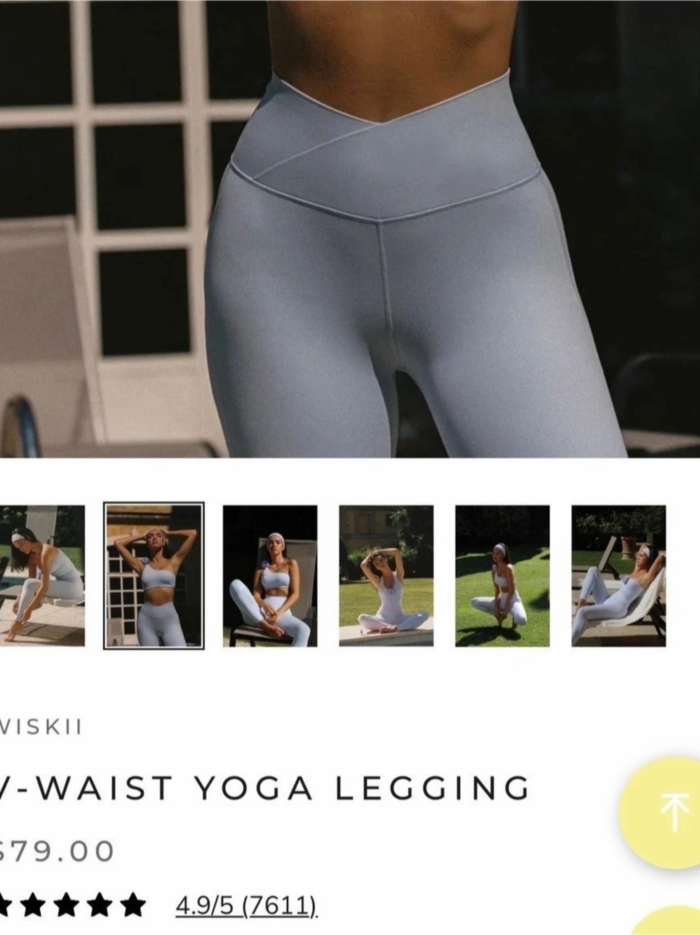 NEW WISKII V-Waist Yoga Legging Leggings in Blue Large